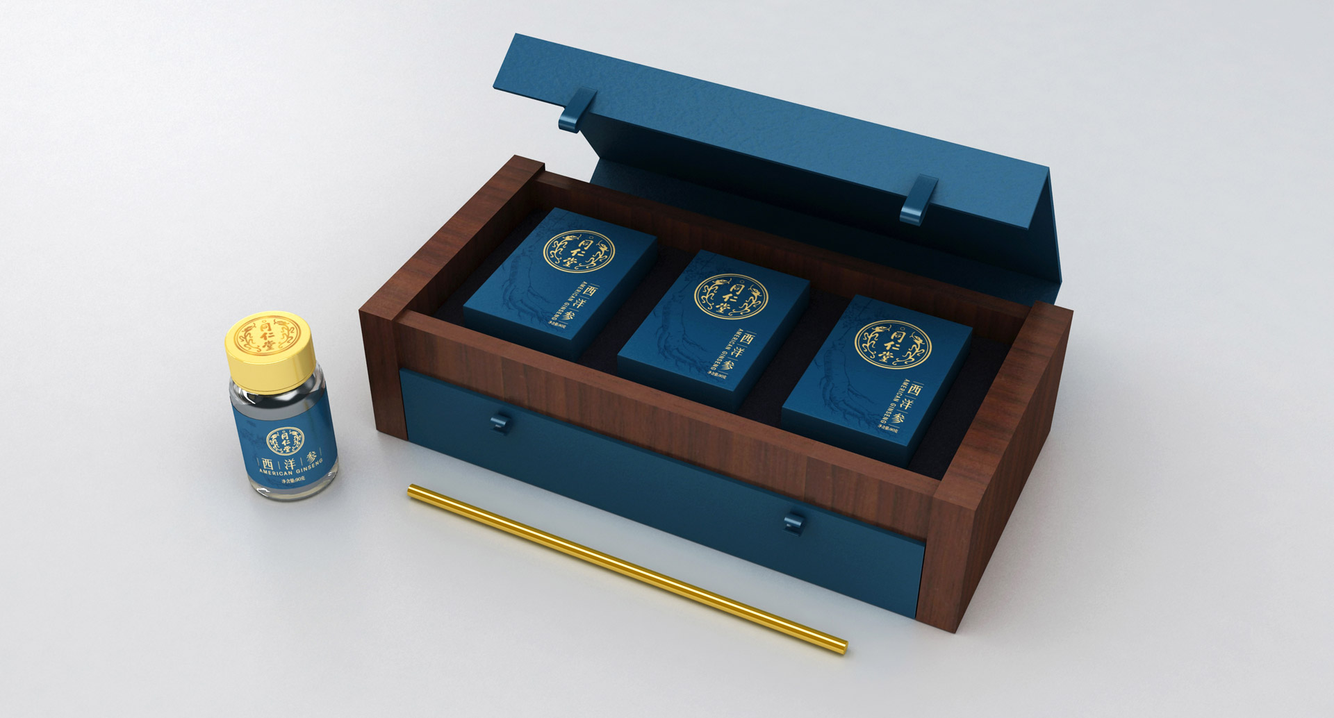 西洋参礼盒包装设计，高端保健品包装设计公司，虫草包装设计，灵芝包装设计公司