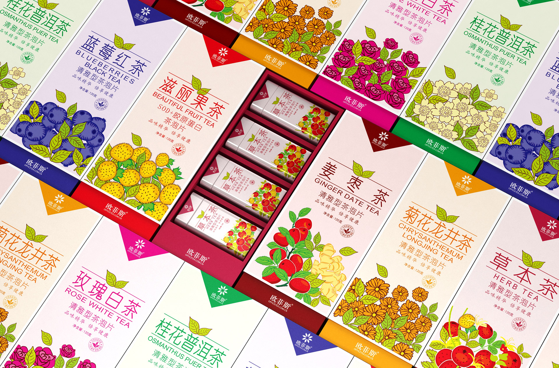 时尚茶叶包装盒设计，上海茶叶包装设计，茶叶包装设计公司，花果茶包装设计，固体茶饮料包装设计公司，上海包装设计公司。